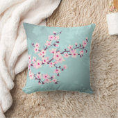 Kirschblüten Türkis Monogramm Kissen (Decke)