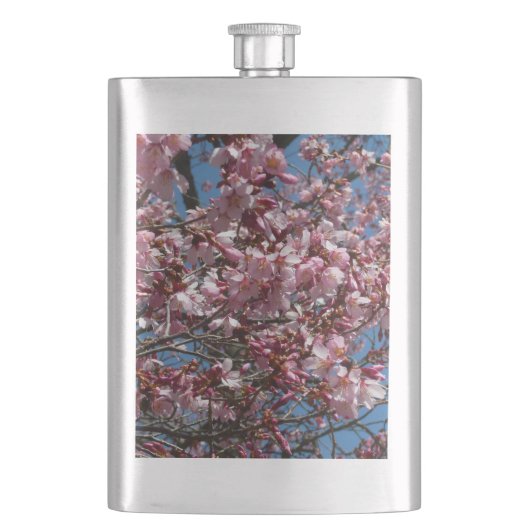 Kirschblüten und Blauer Himmelsblüte Flachmann (Vorderseite)
