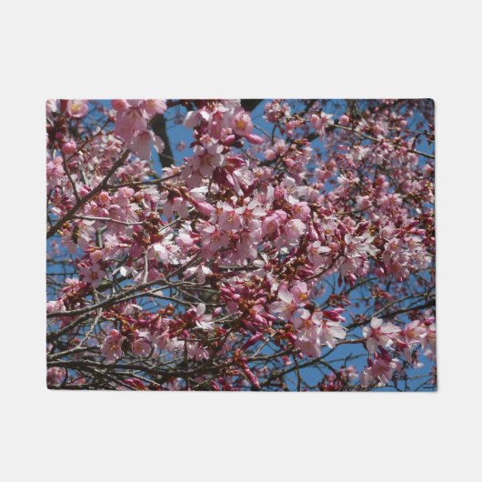 Kirschblüten und Blauer Himmelsblüte Fußmatte (Vorderseite)