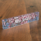 Kirschblüten und Blauer Himmelsblüte Namensplakette (Seite)