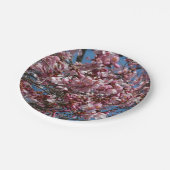 Kirschblüten und Blauer Himmelsblüte Pappteller (Schrägansicht)