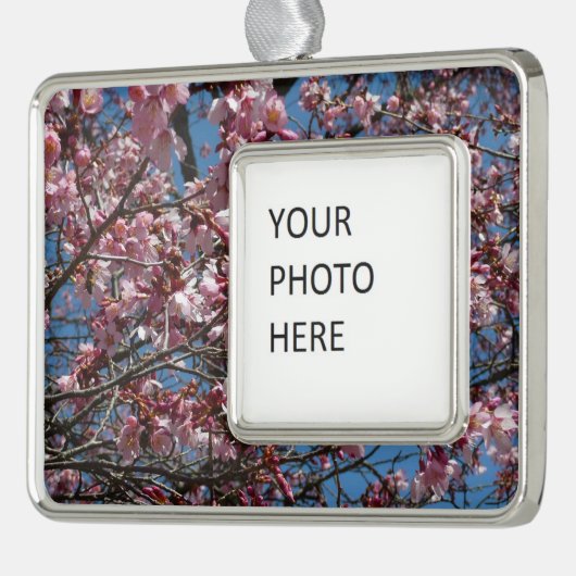 Kirschblüten und Blauer Himmelsblüte Rahmen-Ornament Silber (Links)