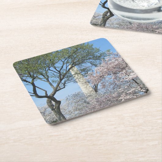 Kirschblüten und das Washington Monument in DC Rechteckiger Pappuntersetzer (angewinkelt)