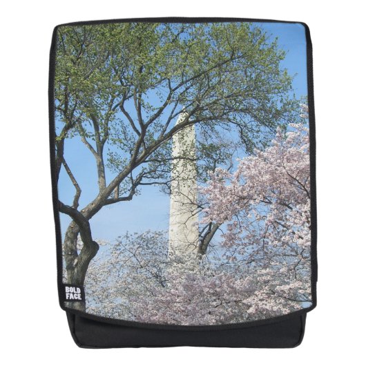 Kirschblüten und das Washington Monument in DC Rucksack (Vorderseite)