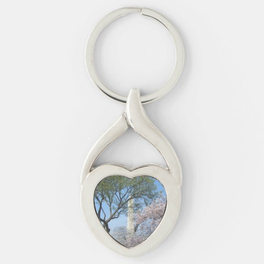 Kirschblüten und das Washington Monument in DC Schlüsselanhänger (Vorderseite)