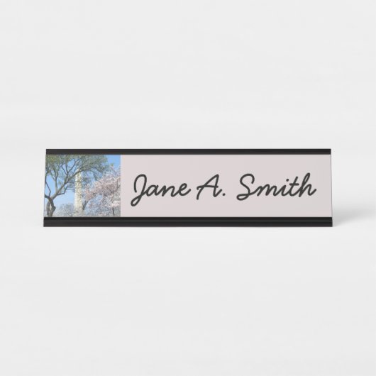 Kirschblüten und das Washington Monument in DC Schreibtischnamensplakette (Vorderseite )