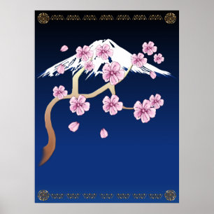 Kirschblüten und der Fujisan-Plakat Poster
