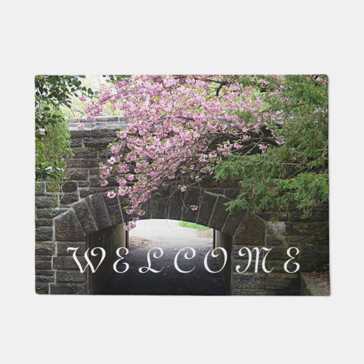 Kirschblüten und Foto der Steinbrücke Fußmatte (Vorderseite)