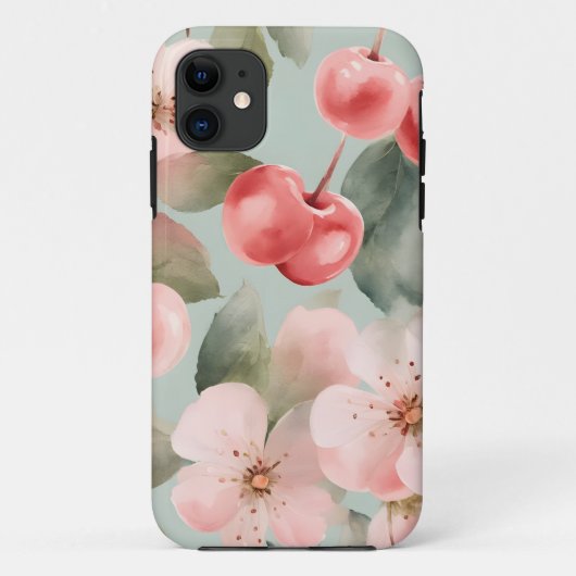 Kirschblüten und Kirschen Frühlings Kunst  Case-Mate iPhone Hülle (Rückseite)