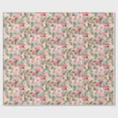 Kirschblüten und Kirschen Frühlings Kunst  Geschenkpapier (Flach)