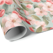 Kirschblüten und Kirschen Frühlings Kunst  Geschenkpapier (Rolleneckpunkt)