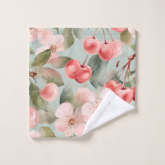 Kirschblüten und Kirschen Frühlingskunst  Badhandtuch Set