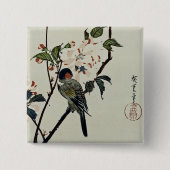 Kirschblüten und kleiner Vogel Button (Vorderseite)