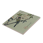 Kirschblüten und kleiner Vogel Fliese (Seite)
