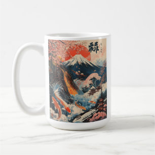 Kirschblüten- und Koi-Fisch-Japanische Kunst am Fu Kaffeetasse