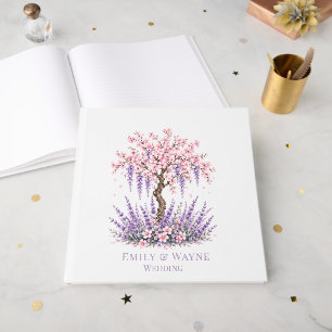 Kirschblüten- und Lavendelbaum-Hochzeit Gästebuch