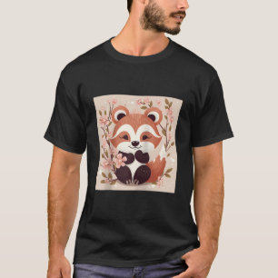 Kirschblüten- und Rote-Panda-Illustration Baseball T-Shirt
