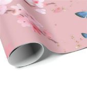 Kirschblüten und Schmetterlinge Geschenkpapier (Rolleneckpunkt)