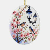 Kirschblüten und Vögel Keramik Ornament (Rechts)