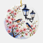 Kirschblüten und Vögel Keramik Ornament (Hinten)