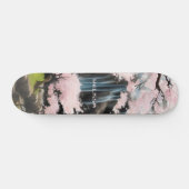 Kirschblüten und Wasserfall | Monogramm Skateboard (Horizontal)
