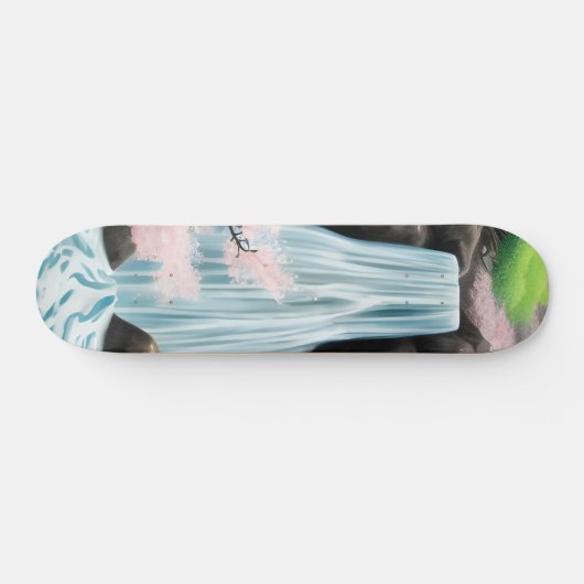 Kirschblüten und Wasserfall Skateboard (Horizontal)