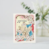 Kirschblüten Vintag Japan Seidenwerbung Postkarte (Stehend Vorderseite)