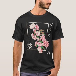 Kirschblüten-Vintage-Japanische-Sakura-Kanji-Ästhe T-Shirt