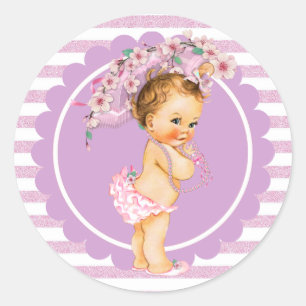 Kirschblüten-Vintage-Kleine-Prinzessin-Baby-Aufkle Runder Aufkleber