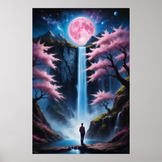 Kirschblüten-Wasserfall Poster (Vorne)