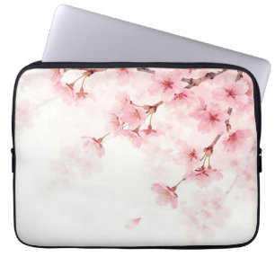 Kirschblüten-Wasserfarbmuster in Rosa Laptopschutzhülle