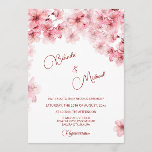 Kirschblüten-Weiß Hochzeit Einladung