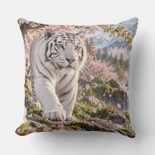 Kirschblüten-Weißer-Tiger-Design Kissen