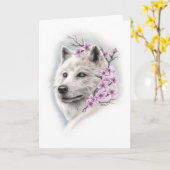 Kirschblüten-Wolf-Gruß-Karte Karte (Gelbe Blume)