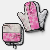 Kirschblütenbanner Ofenhandschuh & Topflappen-Set (Vorderseite/Rückseite)