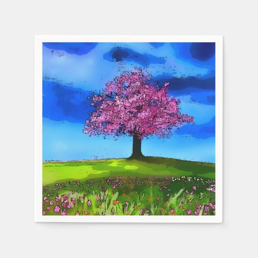 Kirschblütenbaum in Rosa Serviette (Vorderseite)