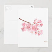 Kirschblütenbaum pink floral eleganter Chic Postkarte (Vorne/Hinten)
