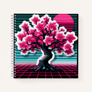 Kirschblütenbaum Synthwave 803 Notizblock