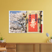 Kirschblütenbaum und Seidenbänder aus Leinwanddruck (Insitu (Wohnzimmer))