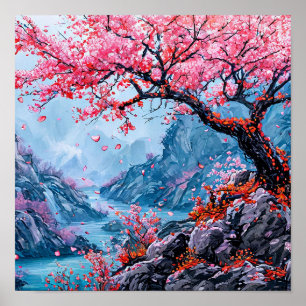 Kirschblütenbaum Wandkunst Sakura Poster