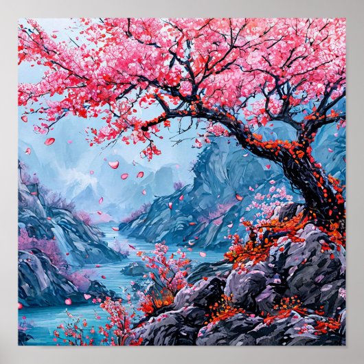 Kirschblütenbaum Wandkunst Sakura Poster (Vorne)