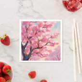 Kirschblütenbäume Rosa Florale Malerei Serviette (Beispiel)