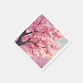 Kirschblütenbäume Rosa Florale Malerei Serviette (Ecke)