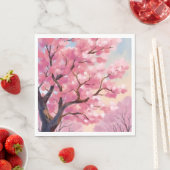Kirschblütenbäume Rosa Florale Malerei Serviette (Beispiel)