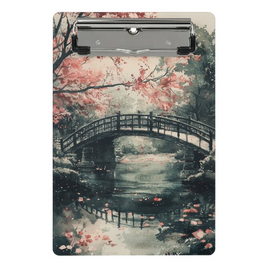 Kirschblütenbrücke Sumi-E-Landschaft (1) Mini Klemmbrett (Vorderseite)