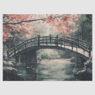 Kirschblütenbrücke Sumi-E-Landschaft (1) Seidenpapier