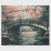 Kirschblütenbrücke Sumi-E Landschaft Geschenkpapier (Flach)