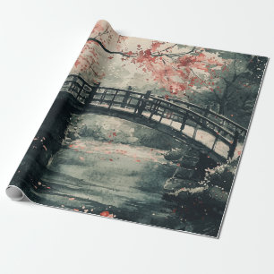 Kirschblütenbrücke Sumi-E Landschaft Geschenkpapier