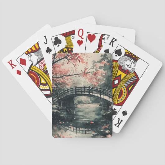 Kirschblütenbrücke Sumi-E Landschaft Spielkarten (Rückseite)