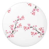 Kirschblütendruckknöpfe, bedruckte Keramik Keramikknauf (Vorderseite)